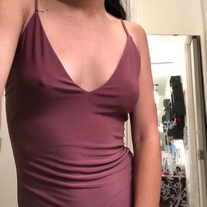 Fashion Nova Mauve Deep V Bodysuit M